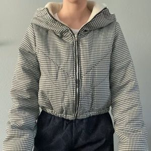 Black and White Cropped Jacket